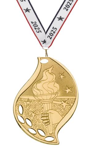 Express Medals Gold MMA Award Medal - 3 Inch Trophy Medal With Red White & Blue Neck Ribbon, 1 To 50 Packs